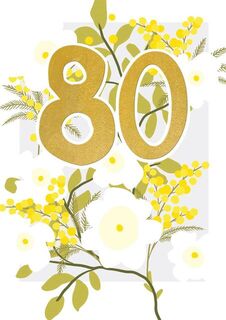 Floral 80th Birthday Card