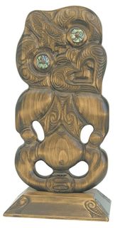 Hand Carved Large Tiki on Base