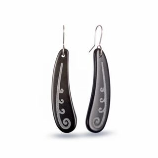 Koru Frond Earrings Black by Stone Arrow