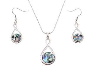 Paua Twist Pendant and Earring Set