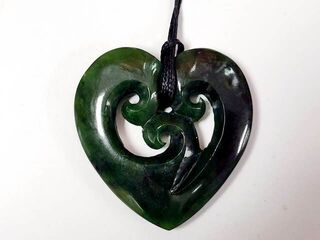 Pounamu Triple Koru Heart Pendant