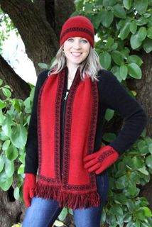Red Koru Scarf Possum Merino