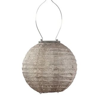 Solar Lantern Round 30cm Taupe