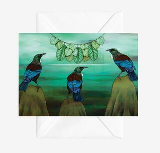 Tui and Kawakawa Card by Kathryn Furniss