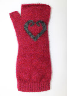 Aroha Fingerless Mittens Raspberry