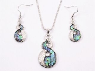 Paua Twist Pendant Earring Set