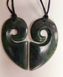 Pounamu Koru Heart for Two