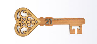 21st Key Bamboo and Rimu Veneer Heart